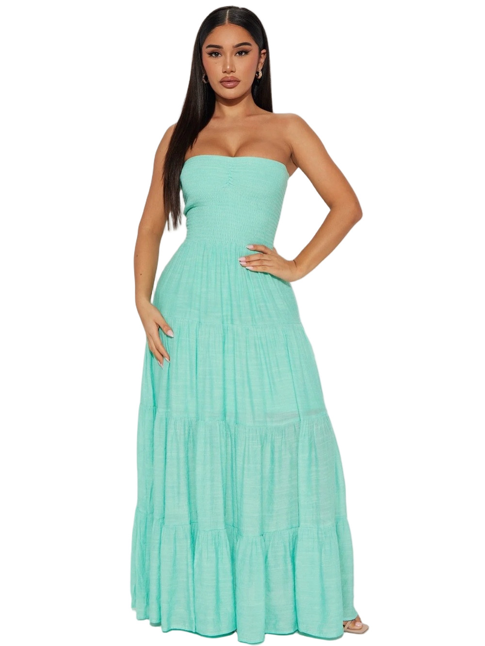 Strapless Tiered Maxi Dress
